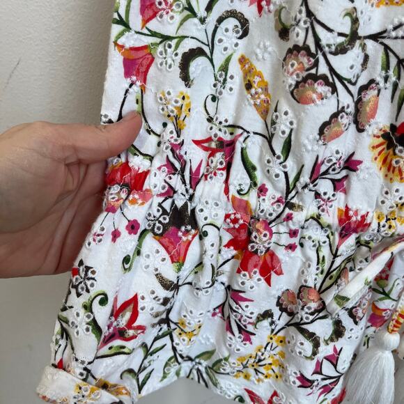 J.Jill Eyelet Peplum Tank Top White Sleeveless Tie Waist Size Small - Picture 6 of 7